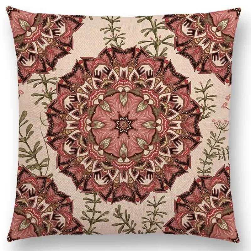 Newest African Animal Symbol Block Pillow Case Boho Geometric Floral Pattern Paisley Mandela Flowers Cushion Cover