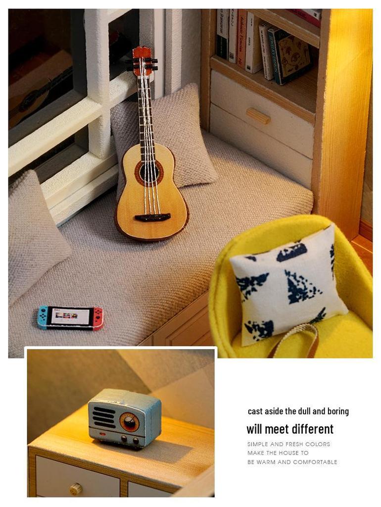 Zhiquwu Mini DIY Dollhouse: Sunshine Study Room - Handmade Architectural Model Toy for Kids