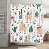 Charming Bathroom Curtain With Llama Pattern 3D Printed Waterproof Shower Curtains For Home Decoration In Pastel Colors