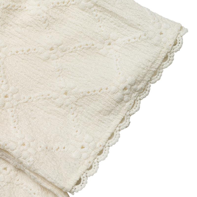 Haut d'été pour femme Style européen et américain 2026 Dentelle Col en V Jacquard Manches Courtes