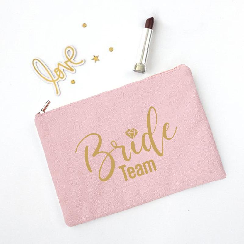 

Team Bride Makeup Bag Bachelorette Party Cosmetic Bags Bridesmaid Toiletries Organizer Female Storage Make Up Case Wedding Gifts