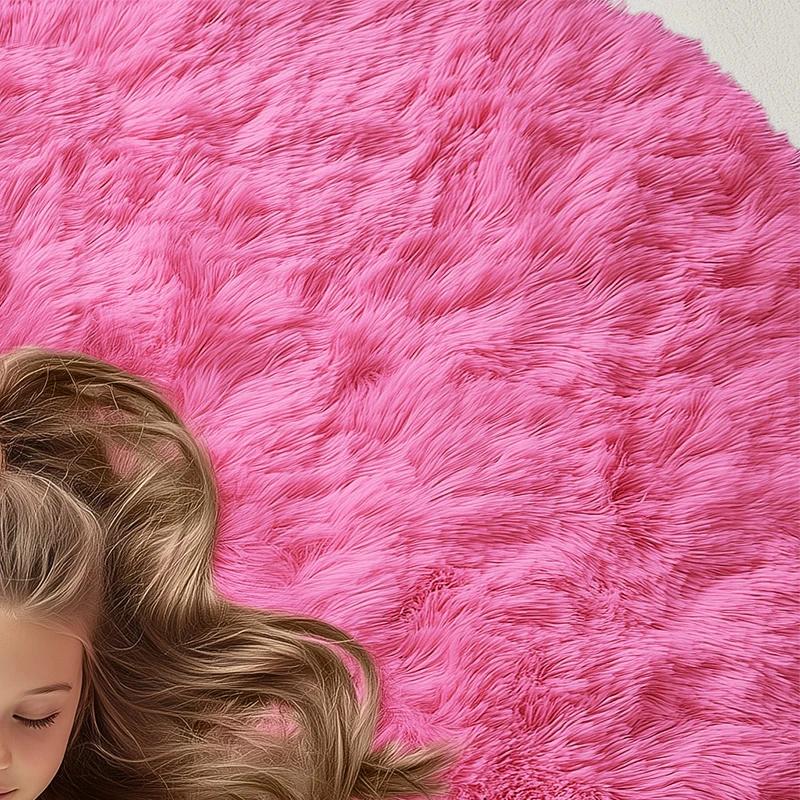 Tapis de Chambre Moelleux Tapis Shaggy Fluffy pour Chambre Tapis Ronds Moelleux Tapis Épais Tapis de Jeu pour Chambre de Fille Enfants
