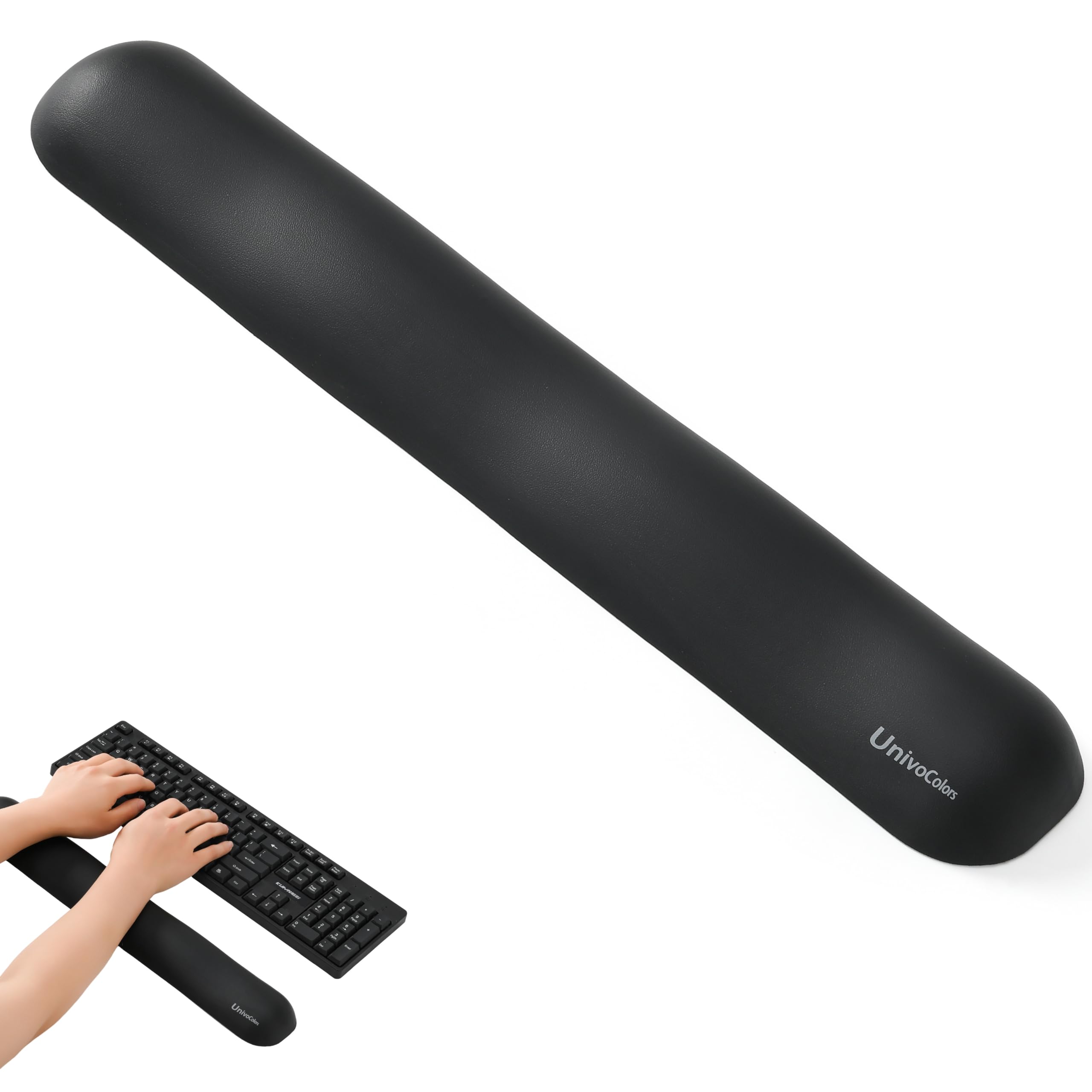 

UnivoColors Ergonomic Memory Foam Keyboard Wrist Reduces Fits Laptops and Features Memory Foam Premium PU Pressure Relieves Wrist and a Bottom Rest,