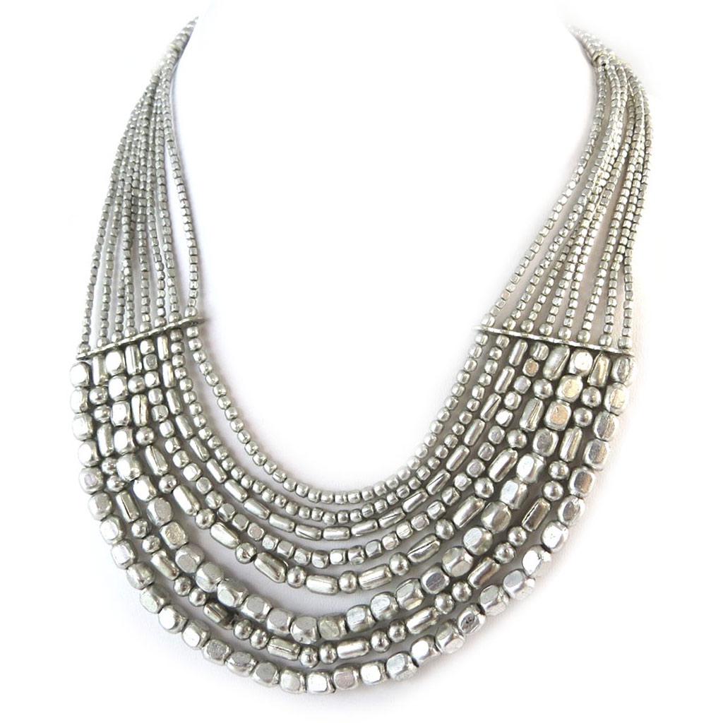 Les Trésors De Lily [N8258] - Silver 'Cléopatra' Designer Necklace