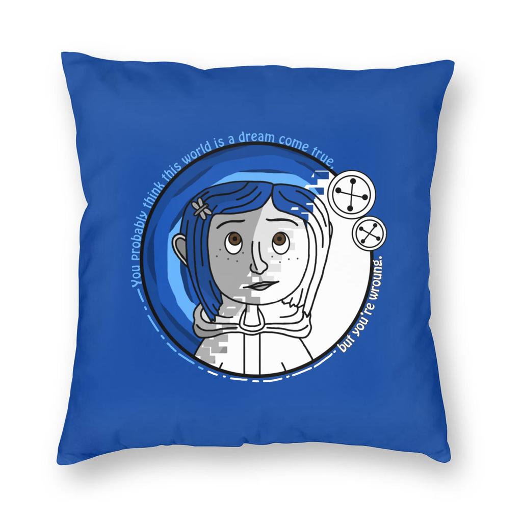 Coraline Noise Pillowcase Double-Sided Printing Fabric Cushion Cover Decor Button Throw Pillow Case Cover Bedroom
