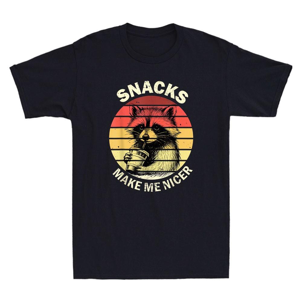 Snacks Make Me Nicer Funny Raccoon Animal Sarcastic Quote Vintage Men s T-Shirt Unisex T-Shirt M