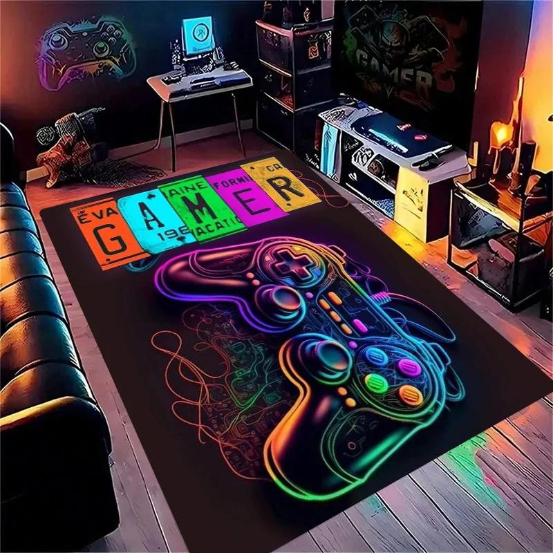 Gaming for Boys Room Gamer Casual Carpet with Controller Design Rug for Game Room Bedroom Decor Machine Washab Mat