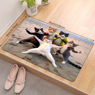 1Pcs Anti Fatigue Kitchen Rugs,Abstract Art Cat Print Waterproof Non-Slip Thick Cushioned Kitchen Mat Heavy Duty Comfort Standing Mat for Kitchen