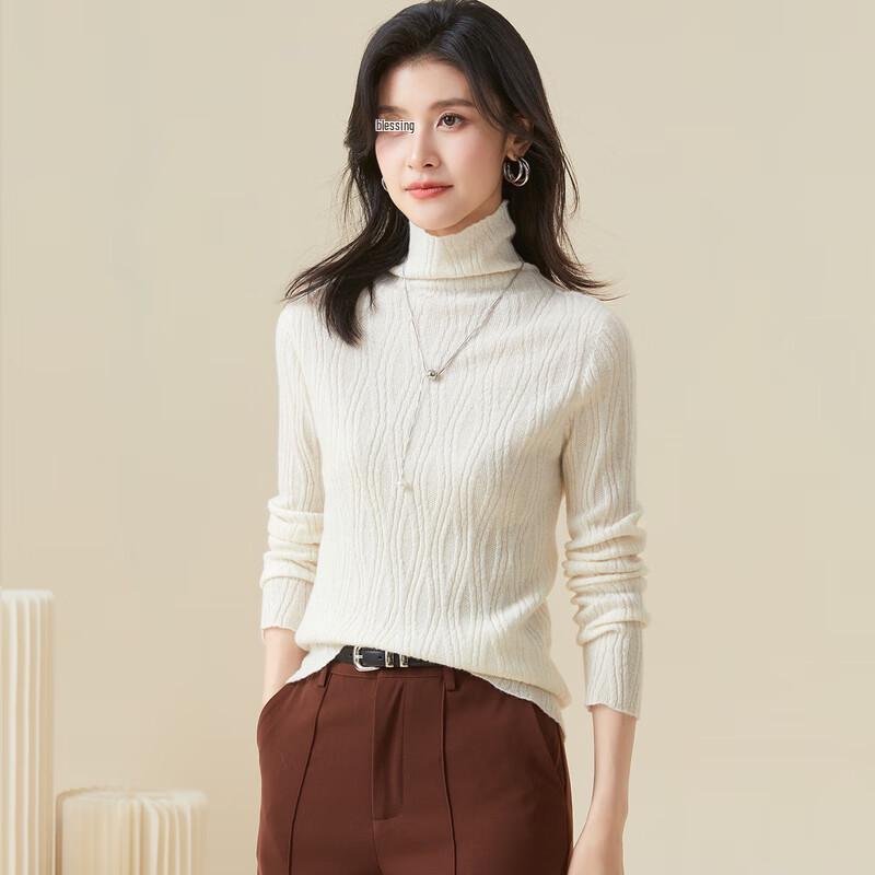 Women s 100% Cashmere High-Neck Pullover Sweater L