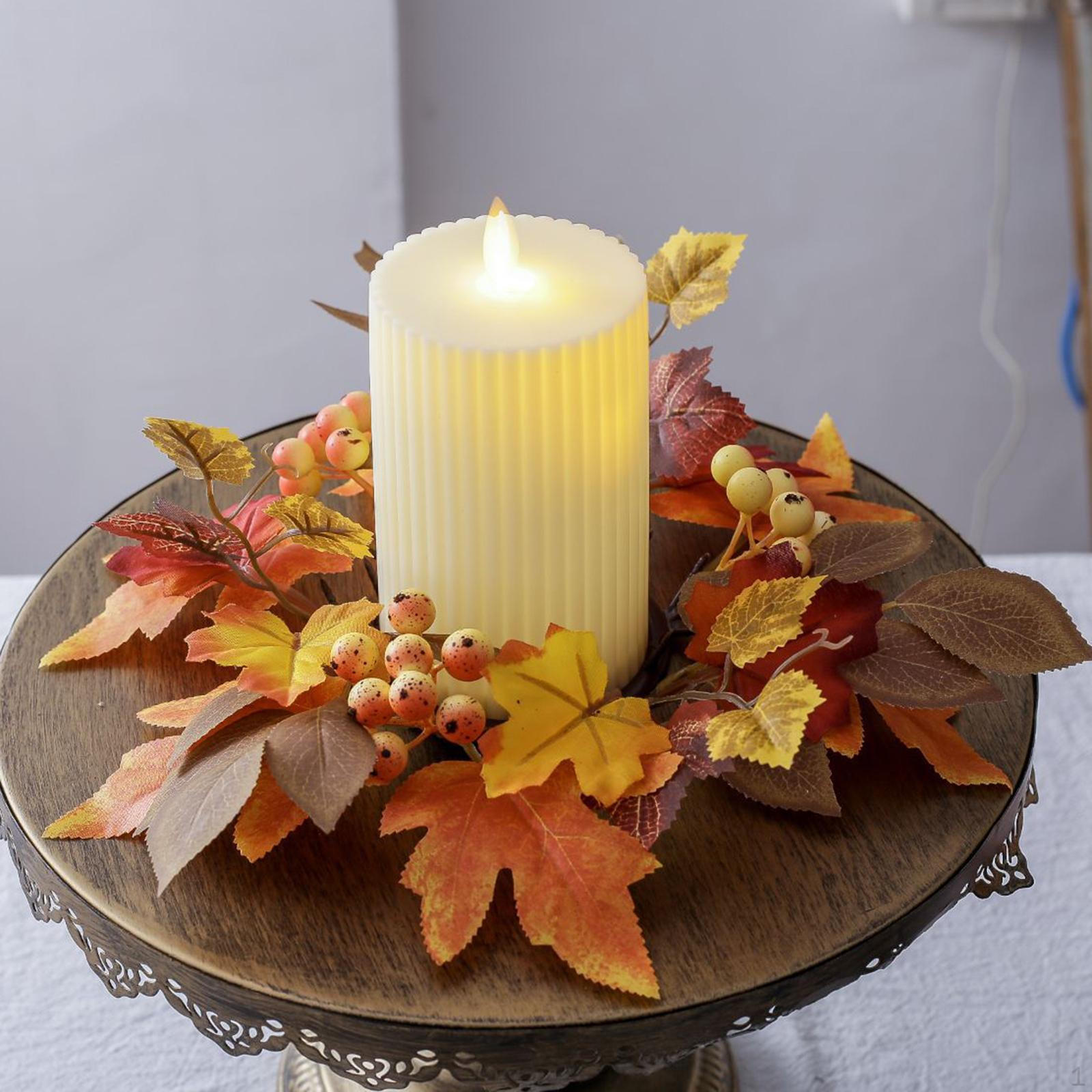 

Венок из кленовых листьев со свечами, искусственный, на День благодарения, на осенний фестиваль крыльца Yellow Berries