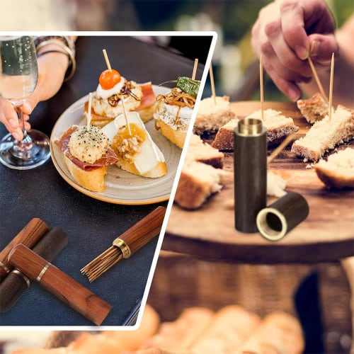 CXINCFBFUSH Toothpick Holder, Portable Wooden Toothpick Storage Case