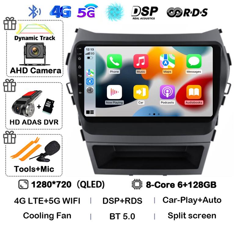 Android 14 Auto Carplay Car Radio For Hyundai Santa Fe 3 Ix45 2013 2014 2015 2016 2017 GPS Stereo Multimedia Player 360 Camera