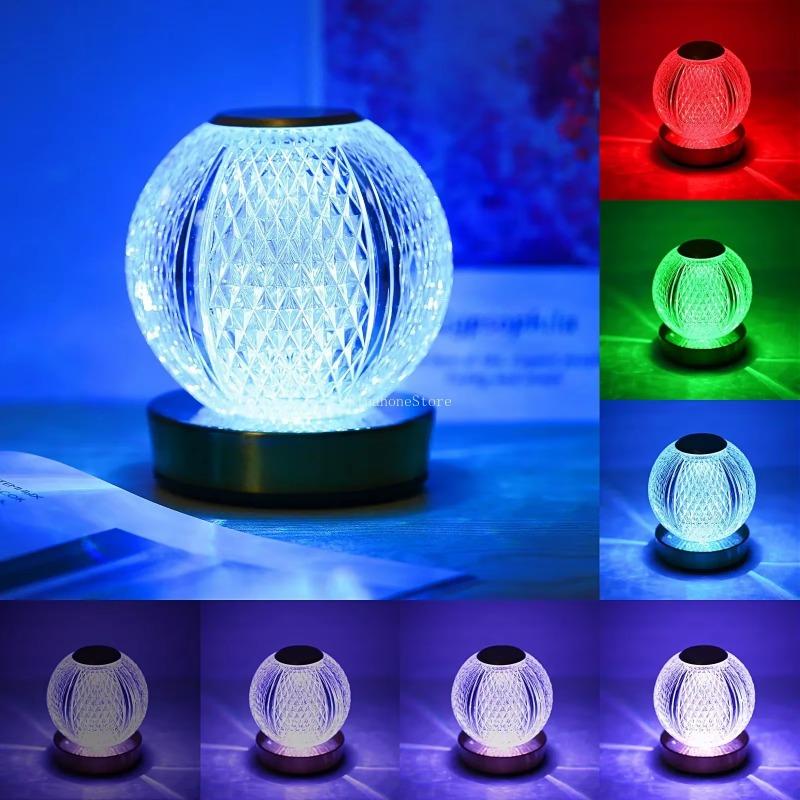 Creative Acrylic Spherical Table Lamp Bedroom Bedside Dimmable Night Desk Rechargeable for Bedroom Bar Restaurant Coffee Shop