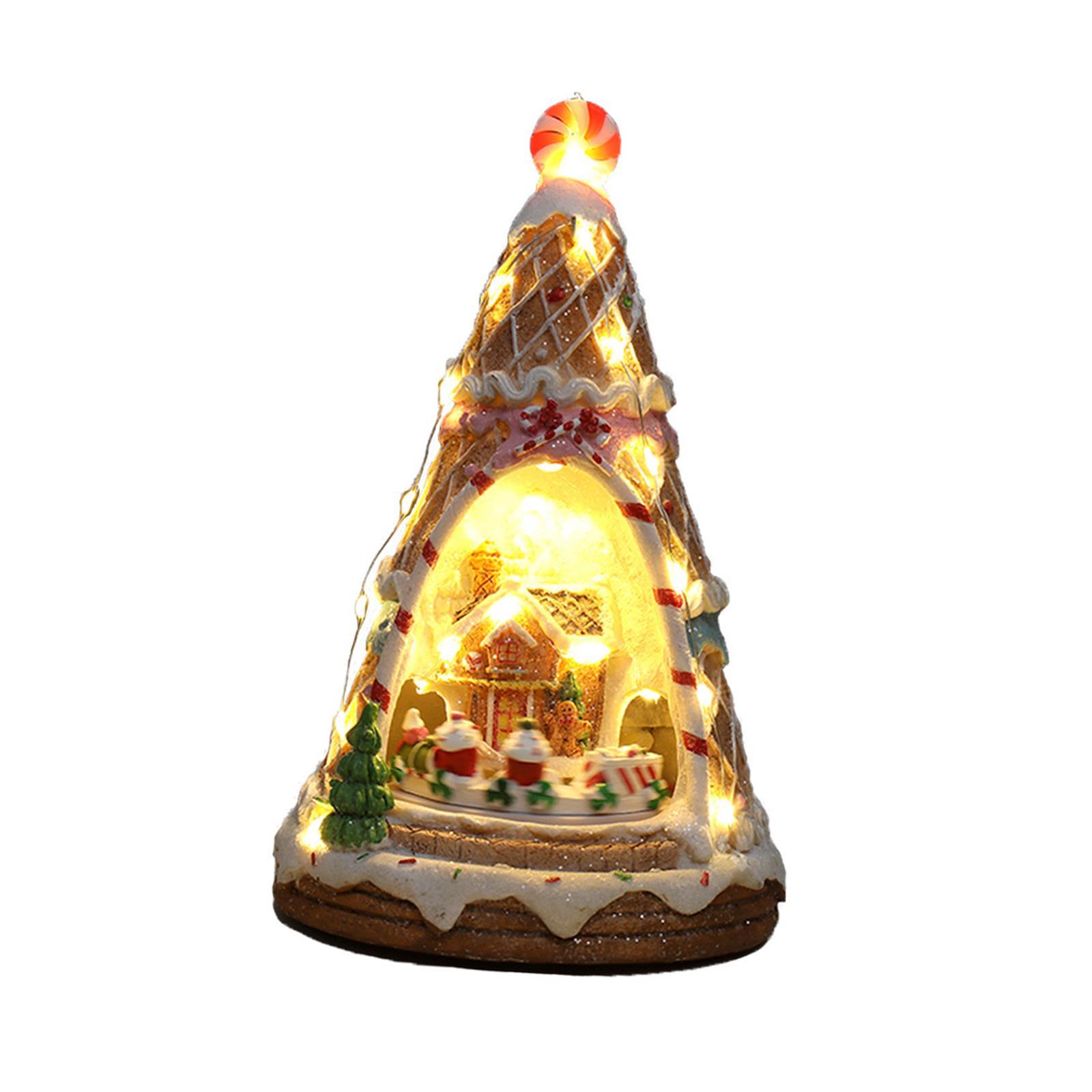 

Освещенный рождественский деревенский домик, рождественский деревенский настольный орнамент,