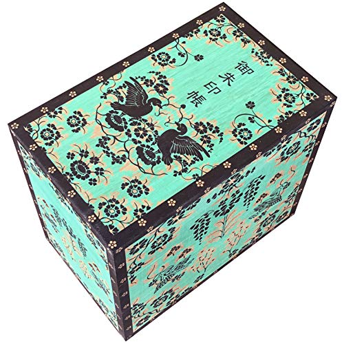 Paulownia wood box with printed designs for storing goshuin stampsstamp books holds 12 books Shokura 7390₽