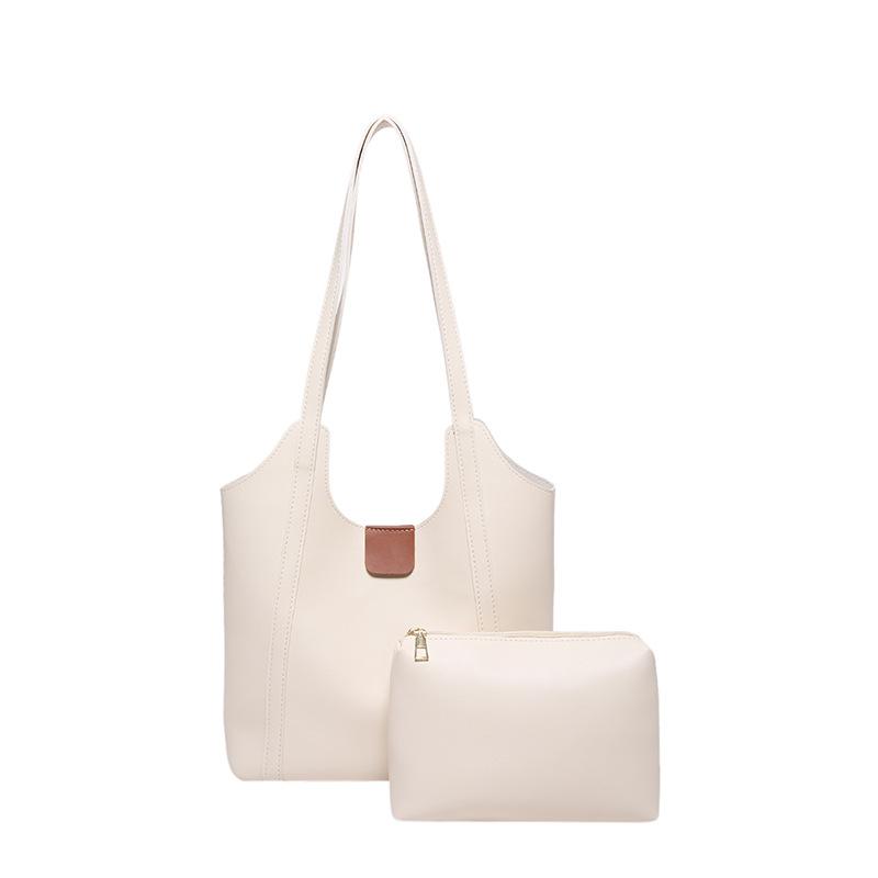 Solid color simple casual handbag women's new temperament versatile tote bag fashionable and popular single shoulder mother and child bag