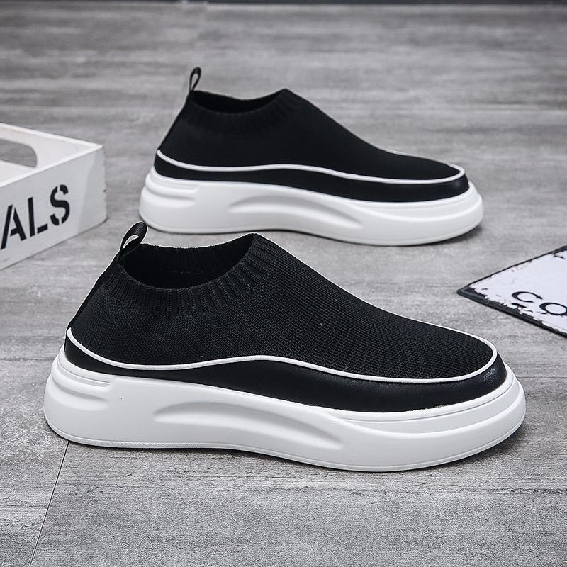 Summer Men's Shoes One Pedal Men's Socks Shoes Breathable Muffin Platform Lazy Shoes Versatile Internet Celebrity Live Broadcast