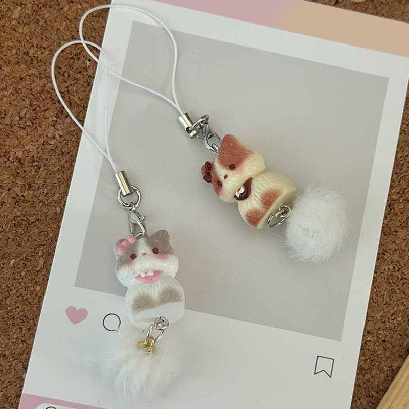 3 Adet Karikatür 3D Kedi Çanta Süsü Sevimli Kedi Telefon Zinciri Anahtarlık Çok Yönlü Tüy Yumağı Kolye Küçük Hediye Kendin Yap Aksesuarları