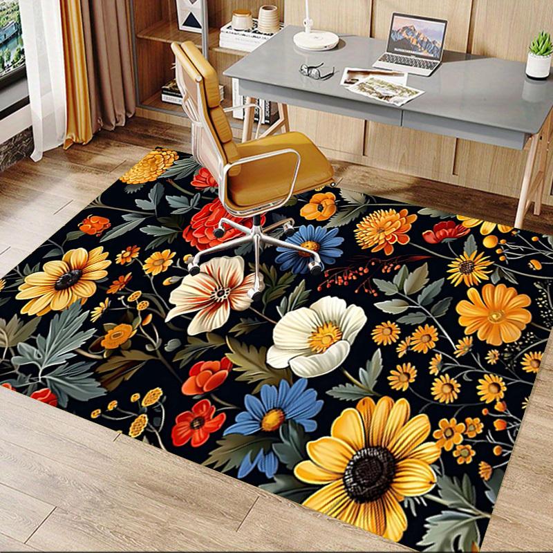 1PC Floral Pattern Extra Large Non Slip Floor carpet, Office, family, Studio Large Area Rug Indoor Rugs, Bold Statement Piece