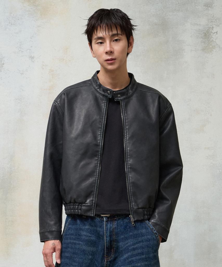 AGOD Vintage Leather Biker Blouson [Black]
