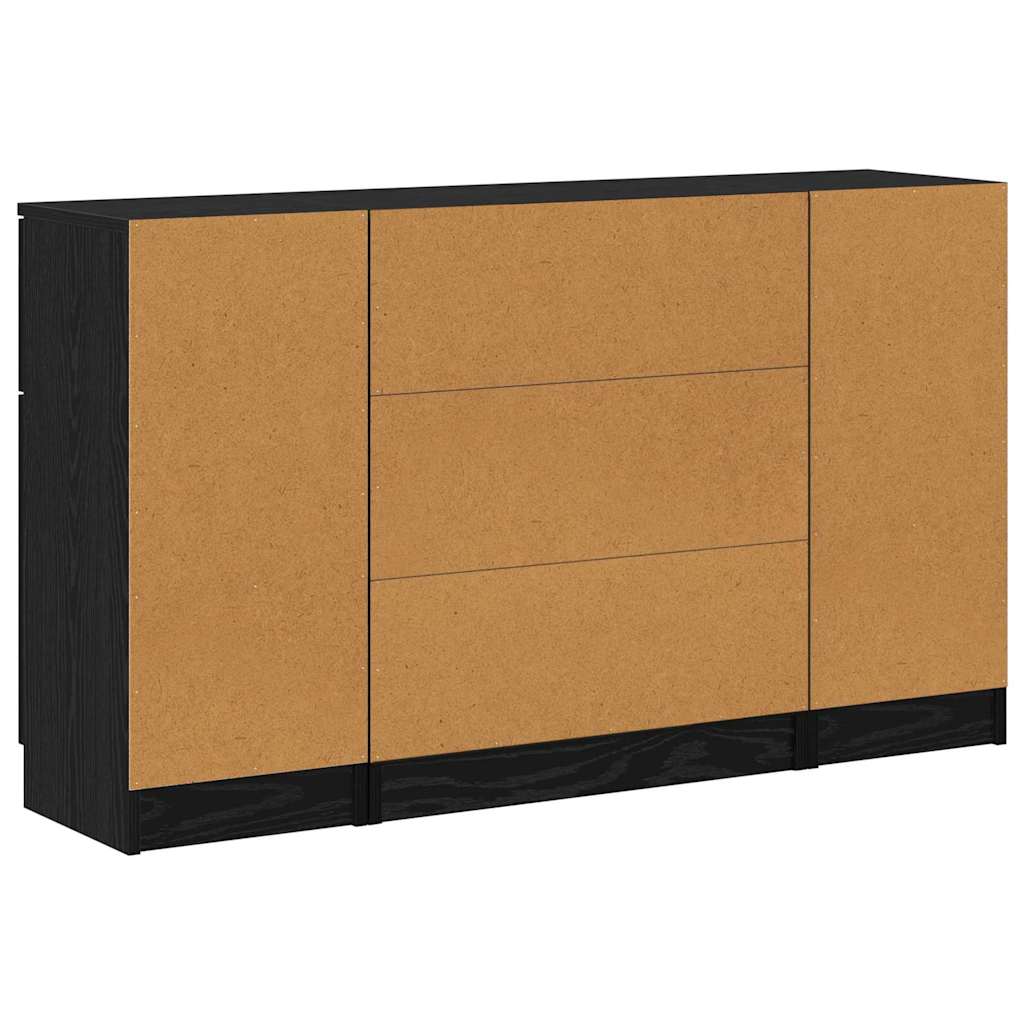Sideboard 3 pcs Black Oak look Particleboard