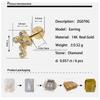 High Quality 14K Real Gold AU585 Diamond Cross-Shaped Earrings with Screw Back Stud Cartilage Jewelry for Engagement or Gift
