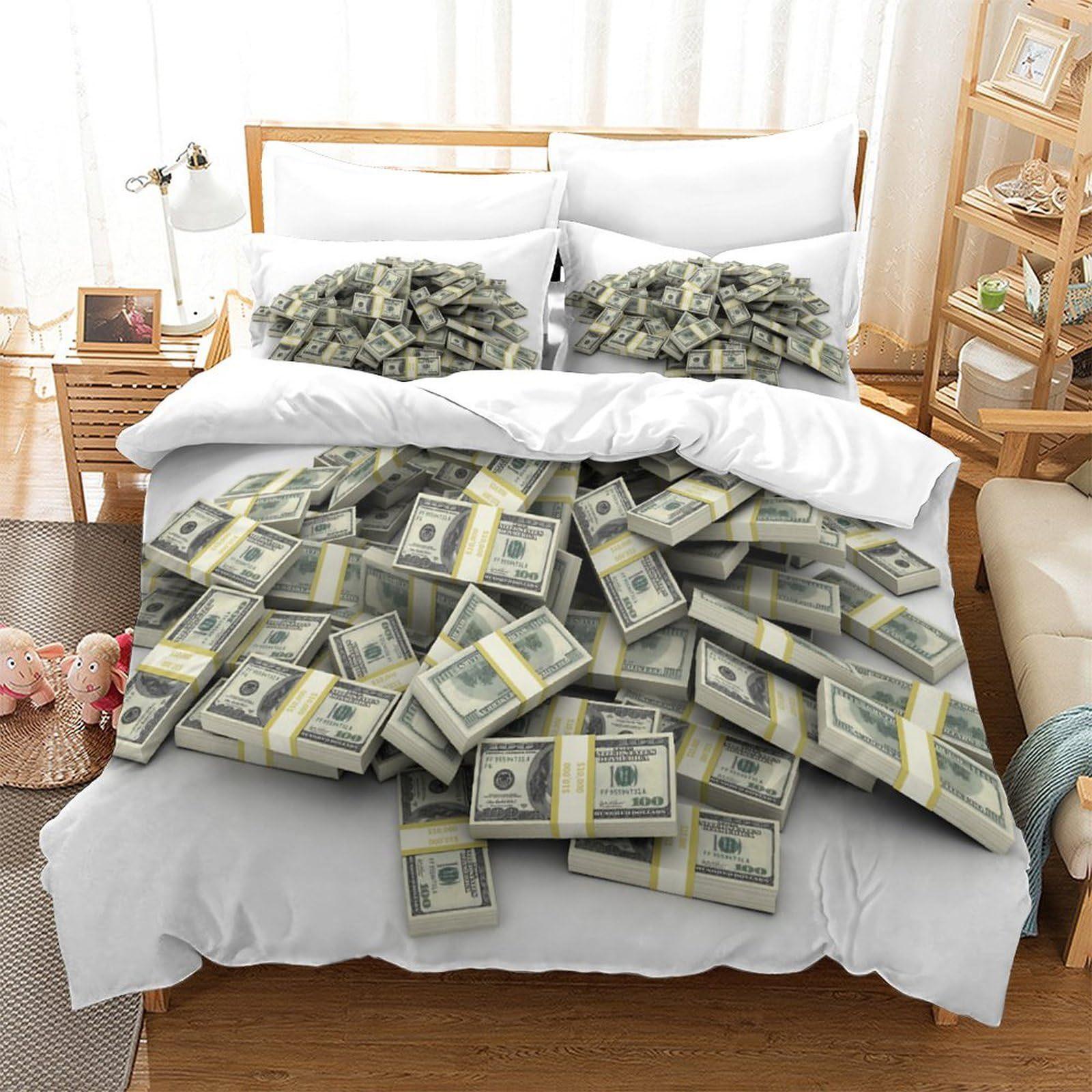 

Комплект пододеяльника Money размера Queen, Постельное белье с сотенной купюрой для мальчиков, детей, мужчин, Забавные крутые пододеяльники, Декор для спальни (135x200cm)