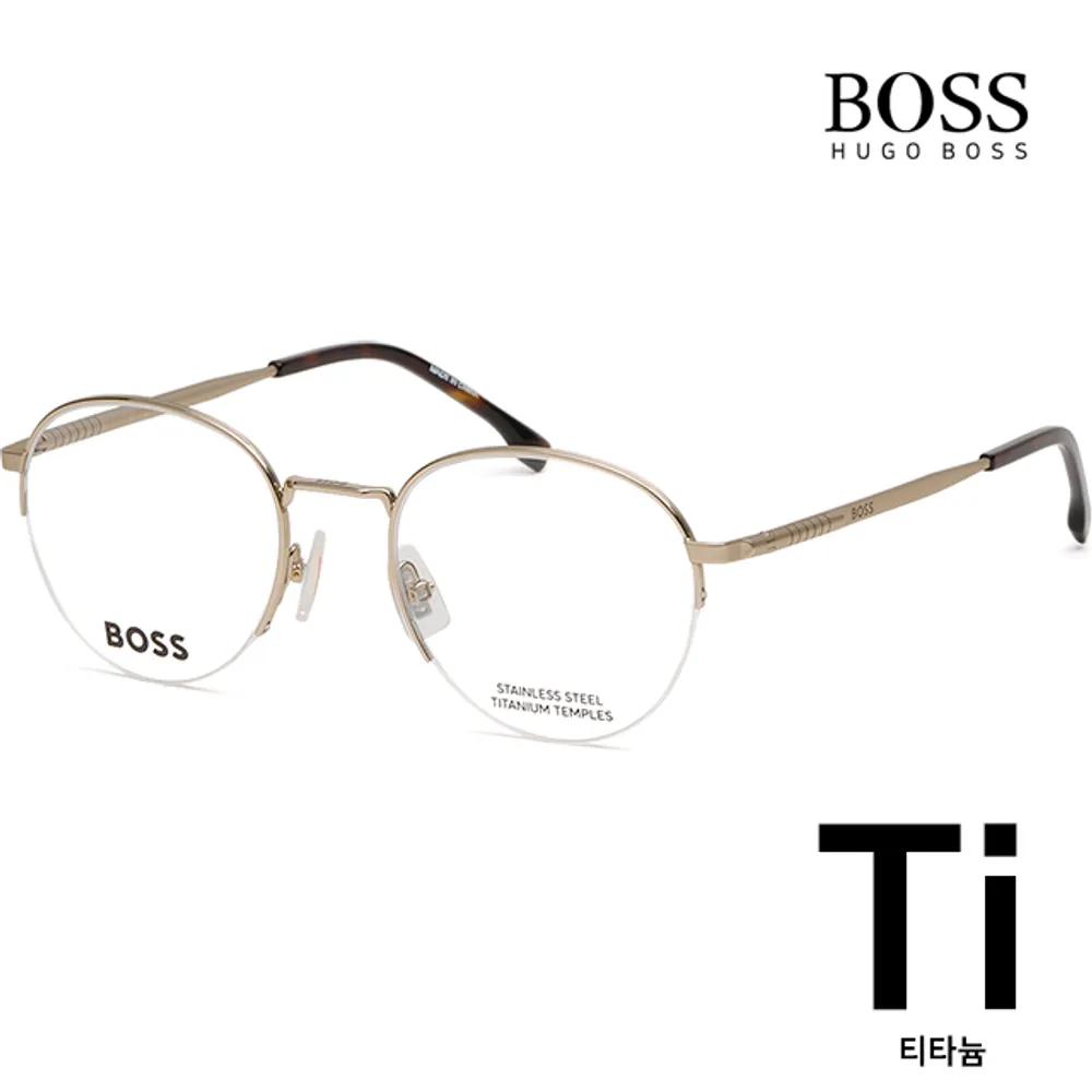 Hugo Boss Titanium Eyeglass Frames BOSS1448 J5G Semi-rimless Gold Round Stainless Steel