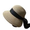 New beach hat women's vacation sunscreen straw hat summer shading big eaves foldable seaside bow straw hat