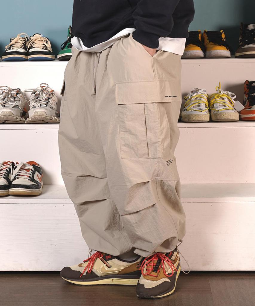 Deomail Ml Nylon Wide Balloon String Pants [Beige]
