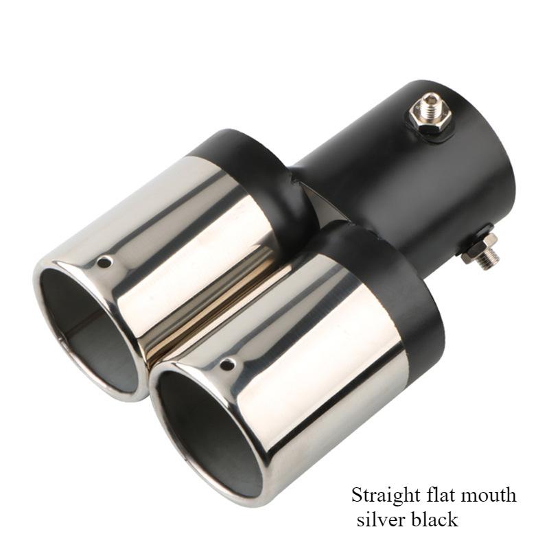 Universal Car Auto Exhaust Muffler Tip Stainless Steel Dual Pipe Trim Modified Car Rear Tail Throat Liner For Most Cars Style1