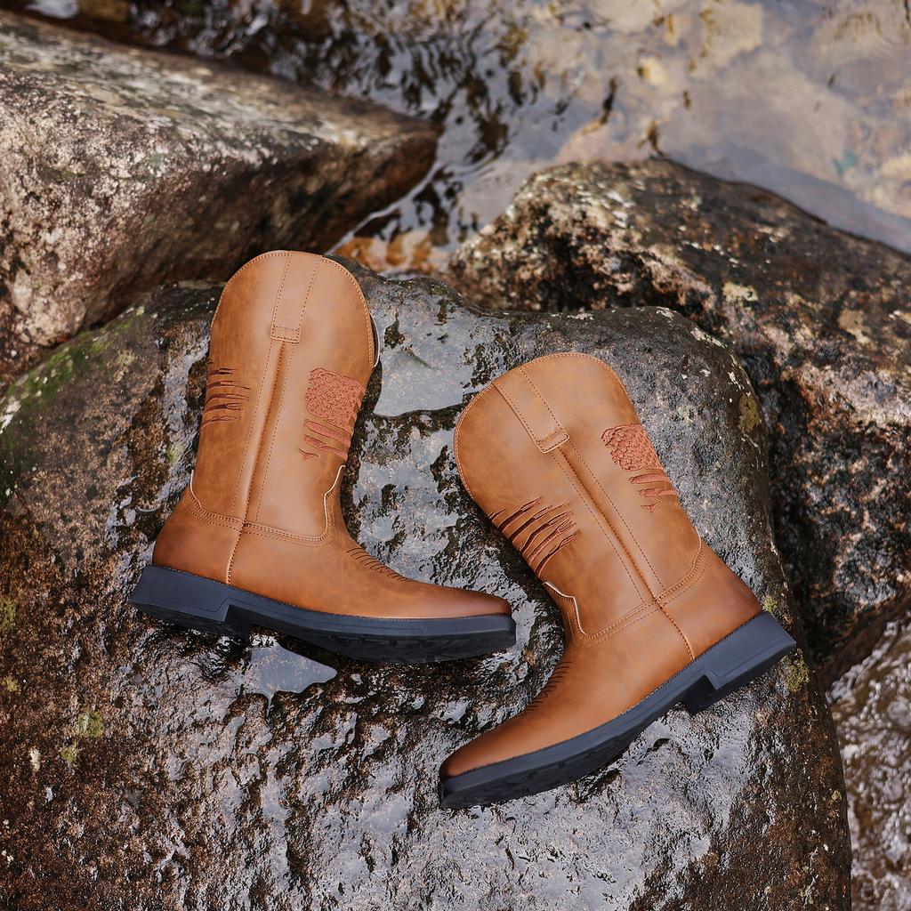 Shoes Men Western Boots Cowboy Waterproof Outdoor Boots Men Shoes Knee High Riding Boots Boots Vintage Riding Boots