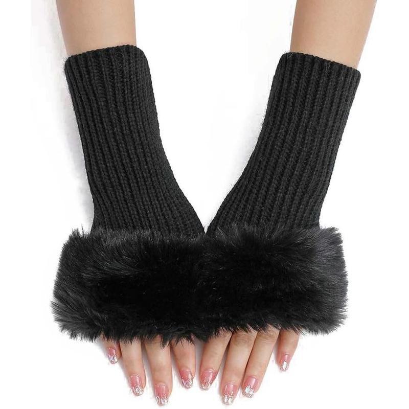 Meier T 16908 short fingers knit gloves short woolen gloves Default чёрный