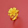 Hollow Lily Sand Gold Adjustable Flower Ring - Durable, Retro, and Versatile Women's Jewelry