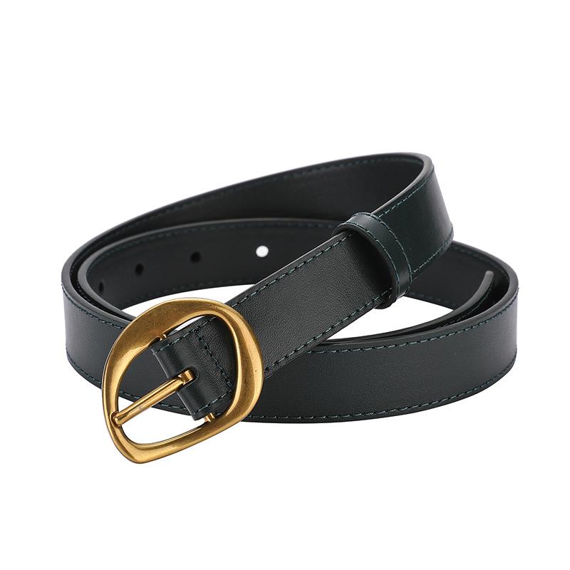 

Top grain leather women s belt - distressed antique bronze finish зелений