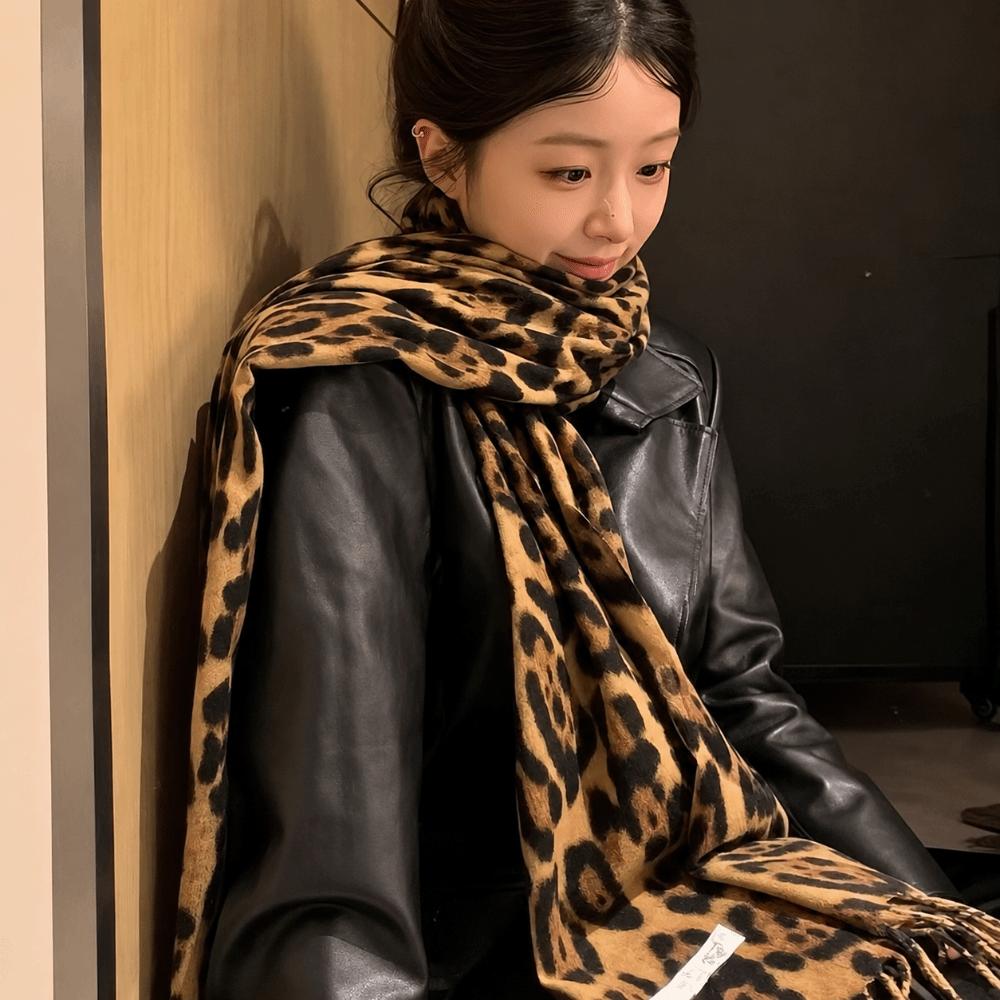 Windproof Leopard Scarf Imitation Cashmere Winter Scarf Fashion Cashmere Scarf  Women