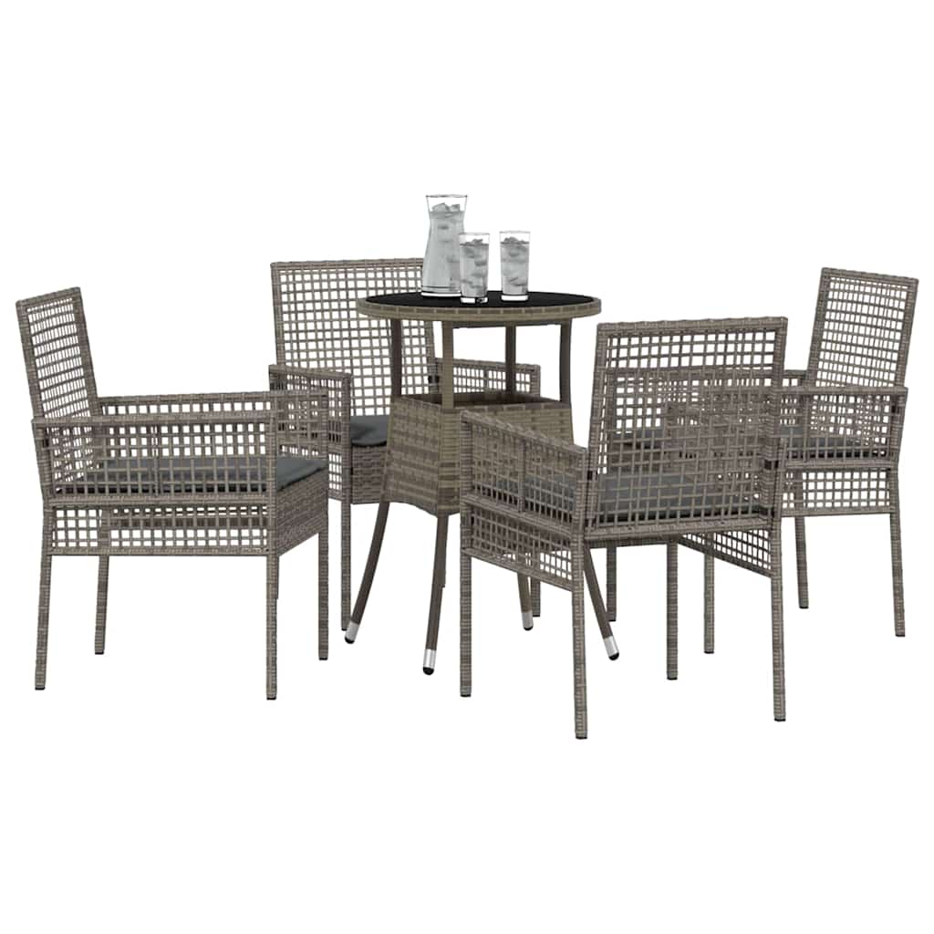 Garden Dining Set 5 pcs Grey Poly Rattan