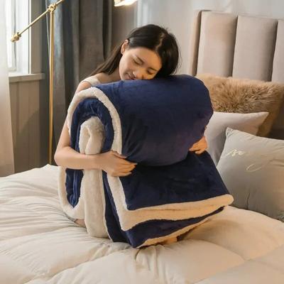 Mantas de cama de invierno, mantas de lana de Color sólido, mantas gruesas y cálidas para adultos, manta de invierno, funda nórdica súper suave y cálida de lujo