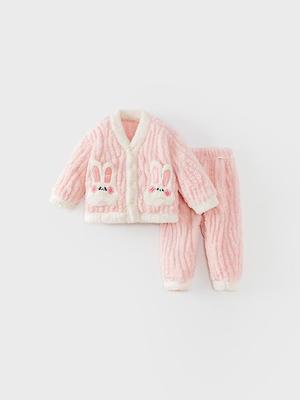 Children's A-Class Milk Fleece Pajama Set – Thick Coral Fleece for Autumn and Winter