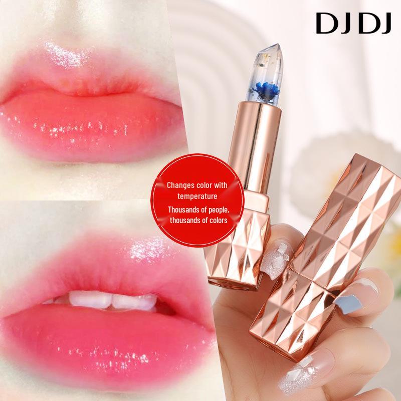 DJDJ Color-Changing Petal Jelly Lipstick: Moisturizing, Long-Lasting, Temperature-Adaptive, Floral Scent, No-Transfer.