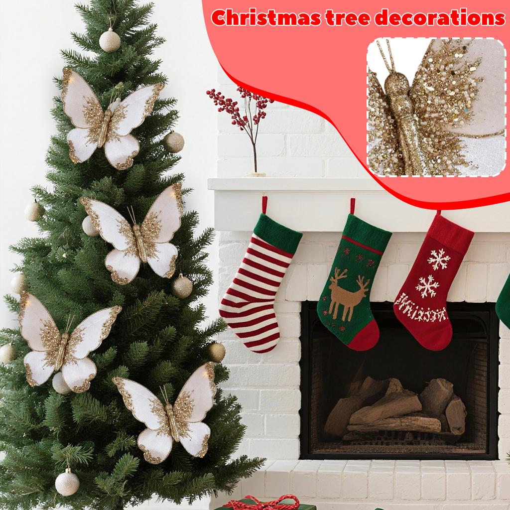 Fabric Simulation Bow Clip Velvet Powder Flocking Christmas Tree Decoration Scene Layout