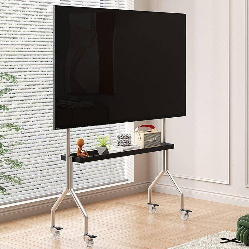 Living Room TV Movable Stand Bedroom Universal Stainless Steel Mobile TV Trolley 43-75 Inch Large Screen Floor Standing Stand