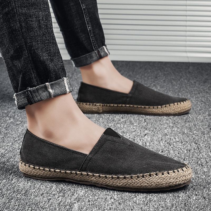 Summer breathable canvas lazy one-pedal men fisherman versatile casual linen shoes national style old Beijing shoes men