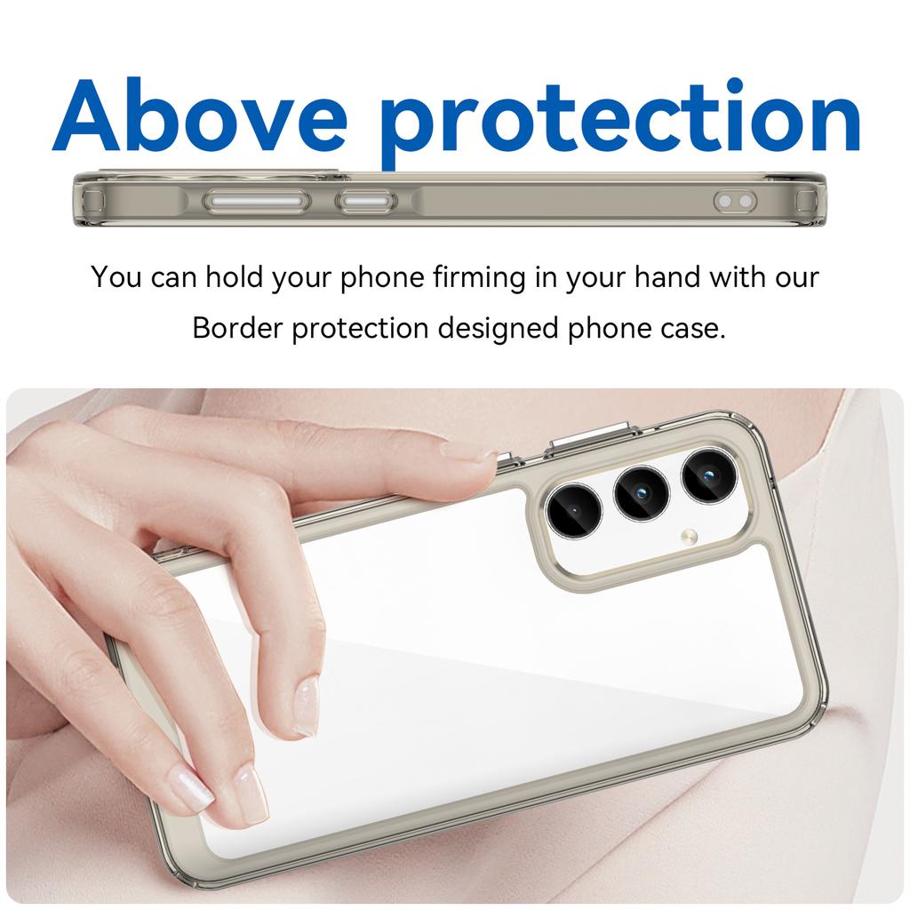 For Samsung Galaxy A35 5G Phone Case WANLONFENG XC Series TPU Acrylic Cover with Tempered Glass (Big Lens Hole)