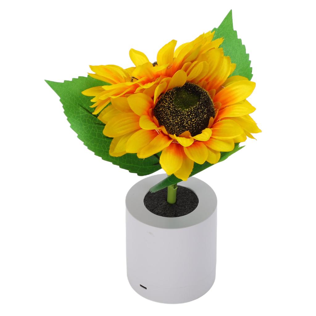 Artificial Flower Table Lamp Rechargeable LED Double Headed Sunflower Night Light for Bedroom Decoration