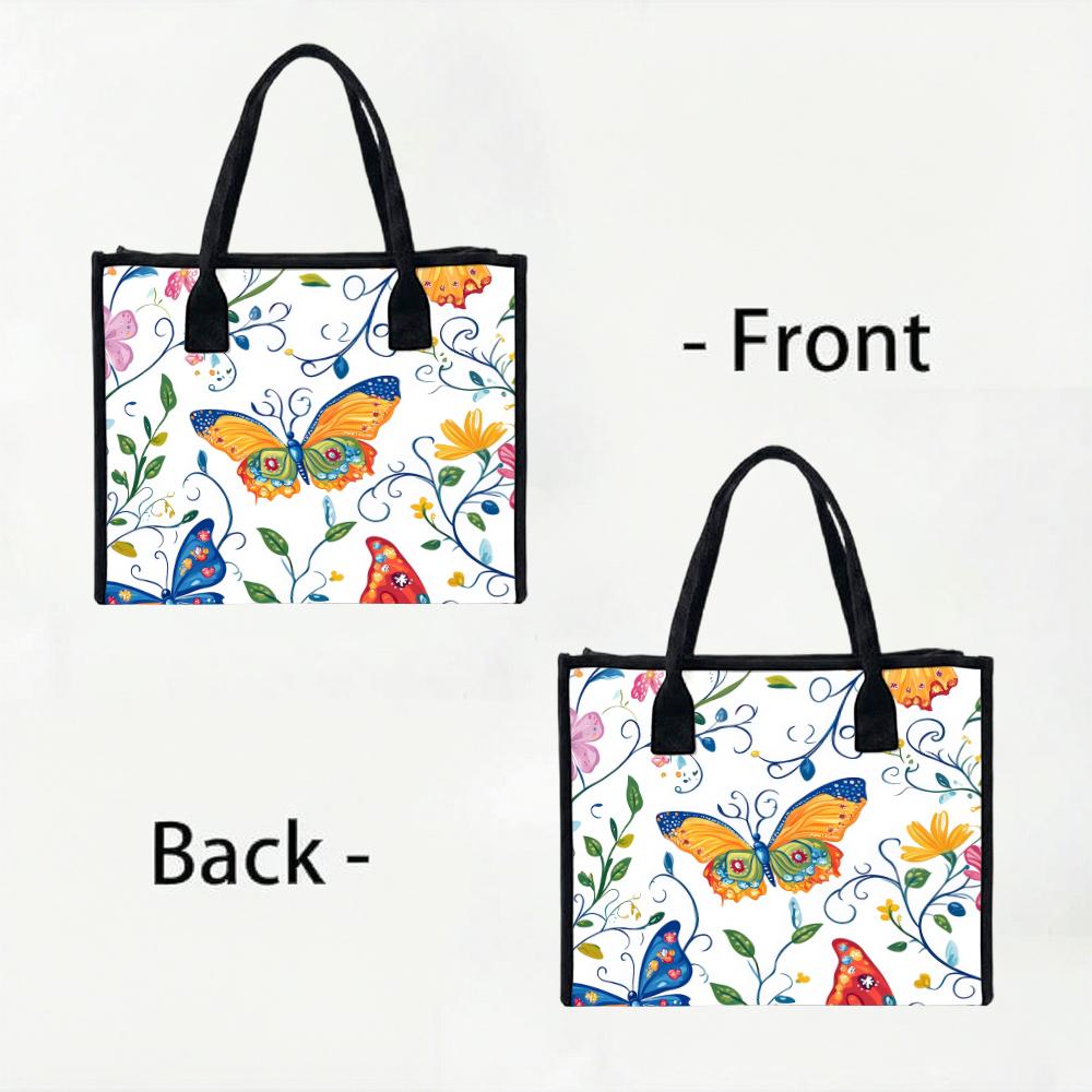 Butterfly Printed Stylish Casual Tote Bag for Daily Commute Shopping