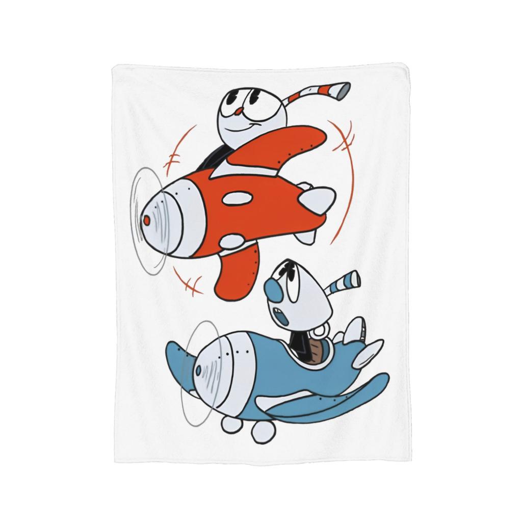 Cartoon Cuphead and Mugman Game Blanket Flannel Decoration   Multifunction Throw Blankets for Bedding Travel Bedspread
