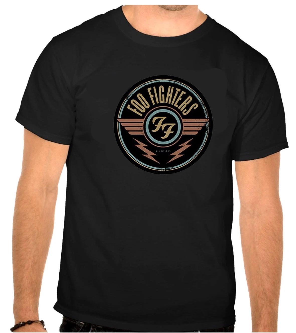 FF Foo Fighters Rock Music Logo Black T-Shirt -1283 S