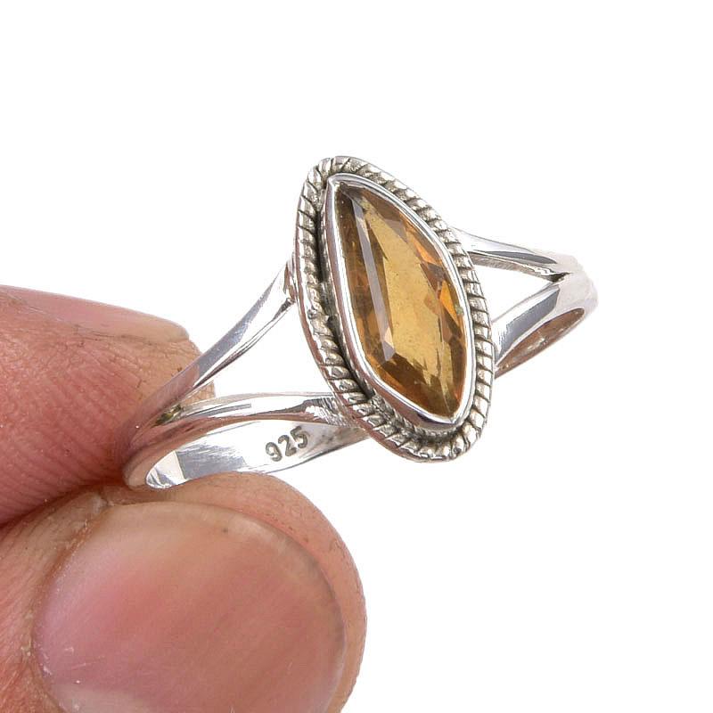 

Natural Citrine Gemstone Handmade 925 Sterling Silver Jewelry Ring Size 10 W9P59