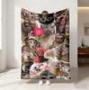 230GSM Flannel Fleece Blanket Monkey Group Meme Funny Cute Aesthetic Soft Cozy Throw Blanket